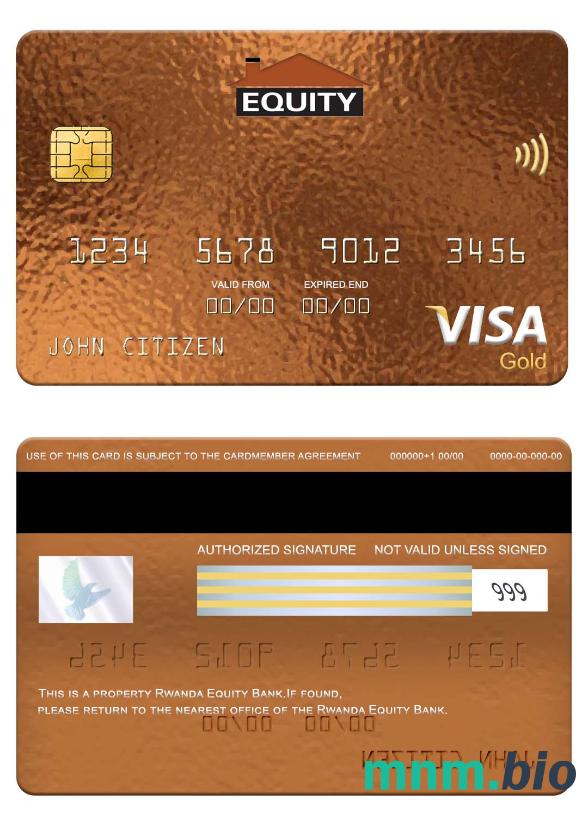 Rwanda Equity Bank visa złoto karta screen